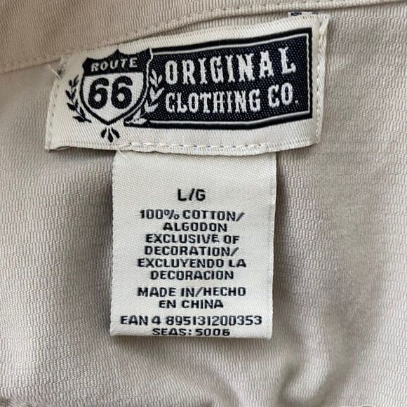 Route 66 Original Clothing Co Tan Snap Front Shirt SZ L - Picture 10 of 15